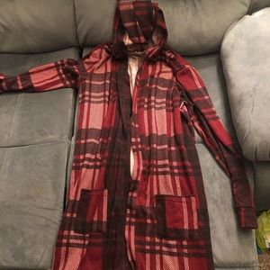 Plaid Hooded Cardigan Indie Boho Jacket Women